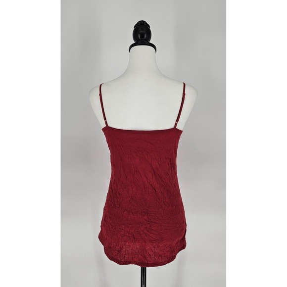 Maurices Womens Burgundy Red Lace Trim Crinkle Camisole Top Size M K0615 - Picture 4 of 8